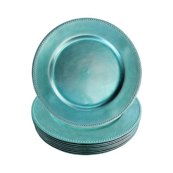 Beaded Metallic Charger Plates, 12pcs, 13" Round