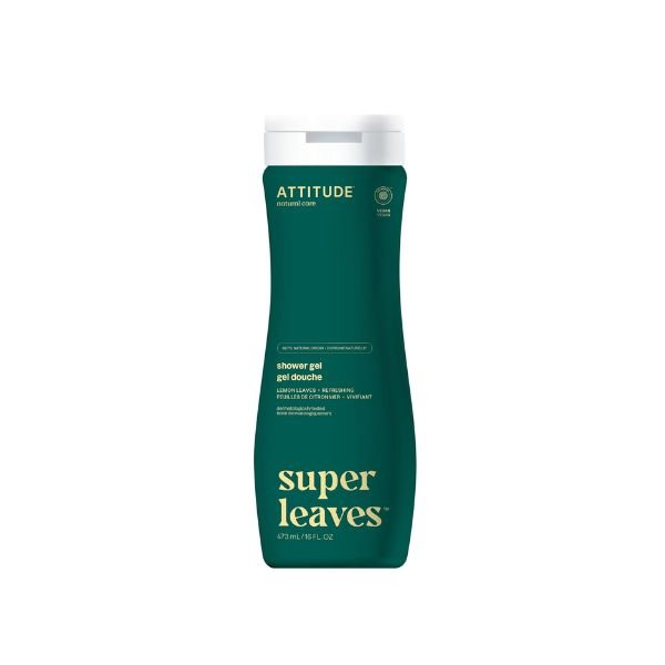 ATTITUDE Body Wash bottle with lemon leaves, EWG verified, plant-based and vegan formula