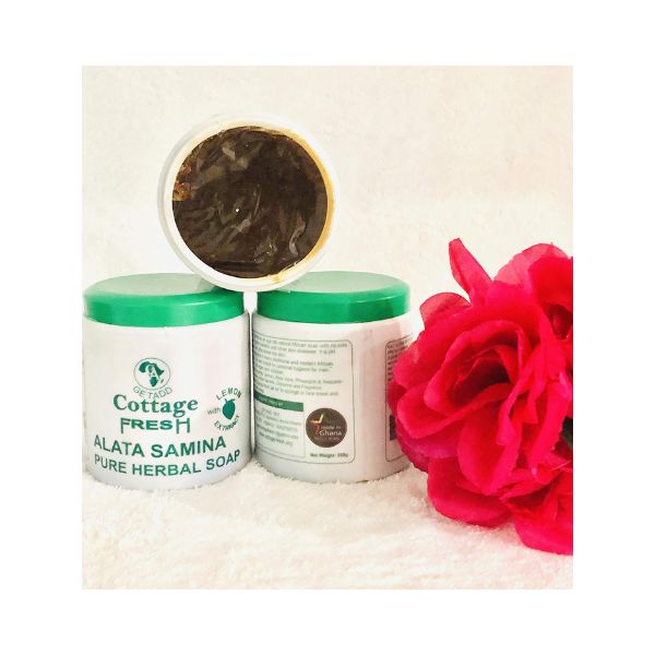 GETADD, Cottage Fresh Ghana, Alata Samina Pure Herbal Soap,| Handmade,550 grams (Lemon Fresh, Green Top)