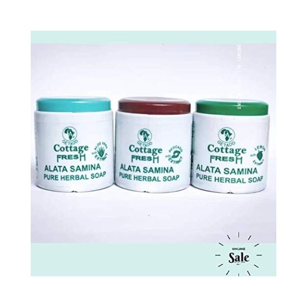 GETADD, Cottage Fresh Ghana, Alata Samina Pure Herbal Soap,| Handmade,550 grams (Lemon Fresh, Green Top)