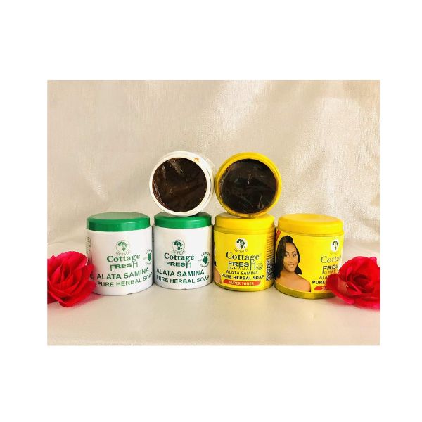 GETADD, Cottage Fresh Ghana, Alata Samina Pure Herbal Soap,| Handmade,550 grams (Lemon Fresh, Green Top)