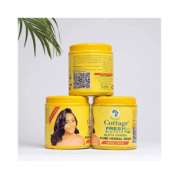 GETADD, Cottage Fresh Ghana, Alata Samina Pure Herbal Soap,| Handmade,550 grams (Lemon Fresh, Green Top)