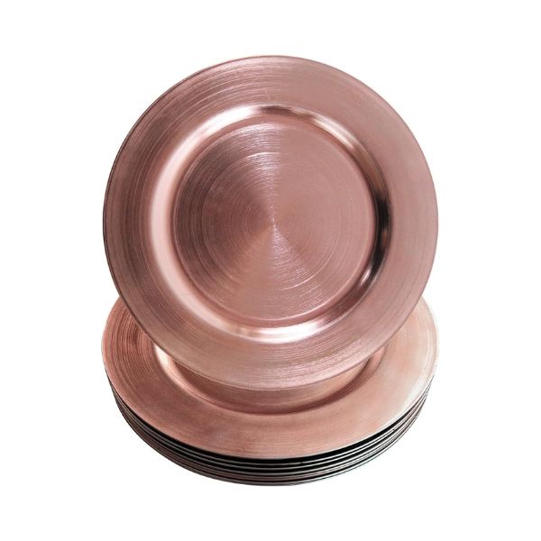 Metallic Rose Gold Charger Plates - 12 pcs, 13-Inch Round