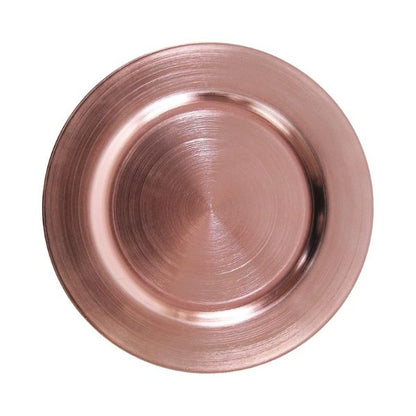 Metallic Rose Gold Charger Plates - 12 pcs, 13-Inch Round