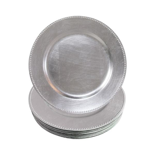 Beaded Metallic Charger Plates, 12pcs, 13" Round