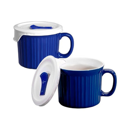 Corningware 20oz Mug w/ Lid - Blue (2-Pack)