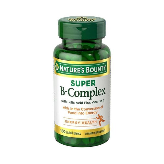Nature's Bounty Super B Complex with Folic Acid Plus Vitamin C Tablets - 150 ct, Pack of 2