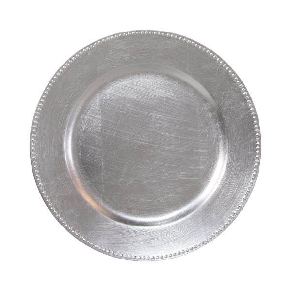 Beaded Metallic Charger Plates, 12pcs, 13" Round