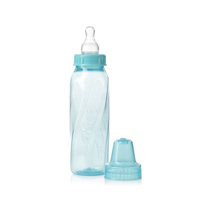 Evenflo Feeding Classic Tinted Plastic Standard Neck Bottles for Baby, Infant and Newborn - Teal/Green/Blue, 8 Ounce (Pack of 12)
