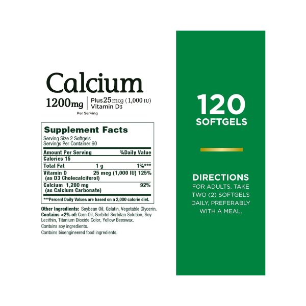 Nature's Bounty Calcium & D3 - 120 Softgels (pack of 3)