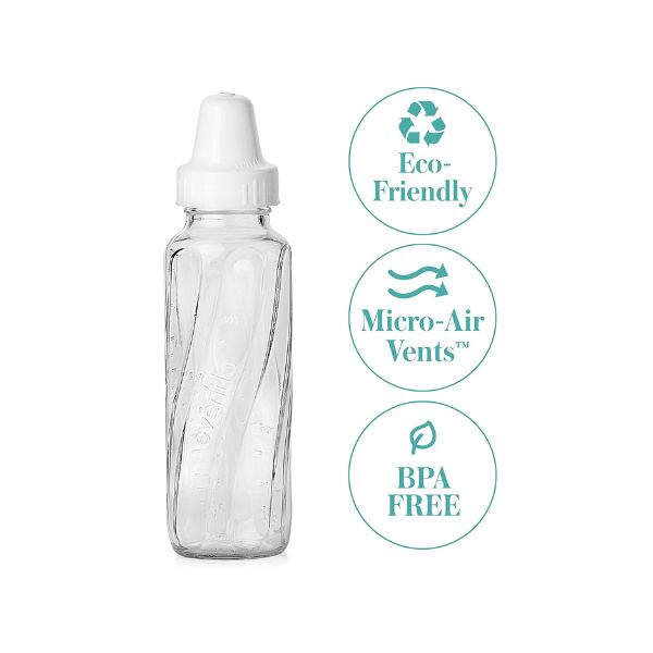 Evenflo Feeding Classic Glass Twist Bottles, 8 Ounce (Pack of 6),Clear,1018611