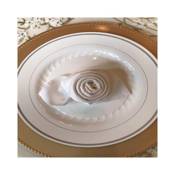 6-Pack Gold Beaded Charger Plates, 13" - Wedding & Event Table Decor