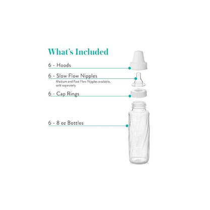 Evenflo Feeding Classic Glass Twist Bottles, 8 Ounce (Pack of 6),Clear,1018611