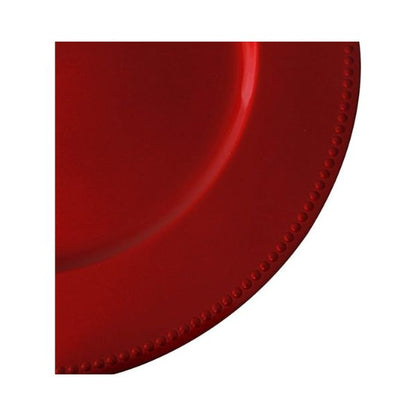 Bunique Round Charger Plates Red Beaded Dinner Chargers - 13-inch