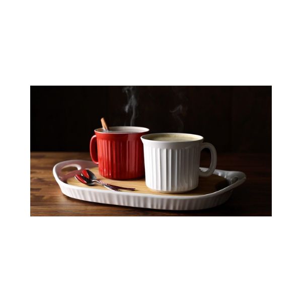CorningWare Pop-Ins 20-ounce Mug w/Blue Vented Plastic Cover, White (Pack of 4)