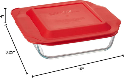 Pyrex 8"x8" Square Dish - Red, Large Handle