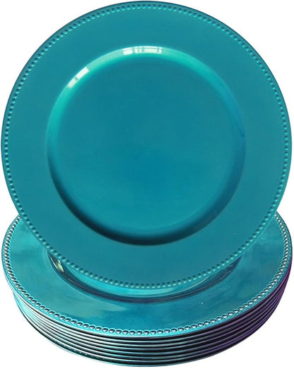 Welmatch Beaded Charger Plates - 12pcs (13 Inch Round)