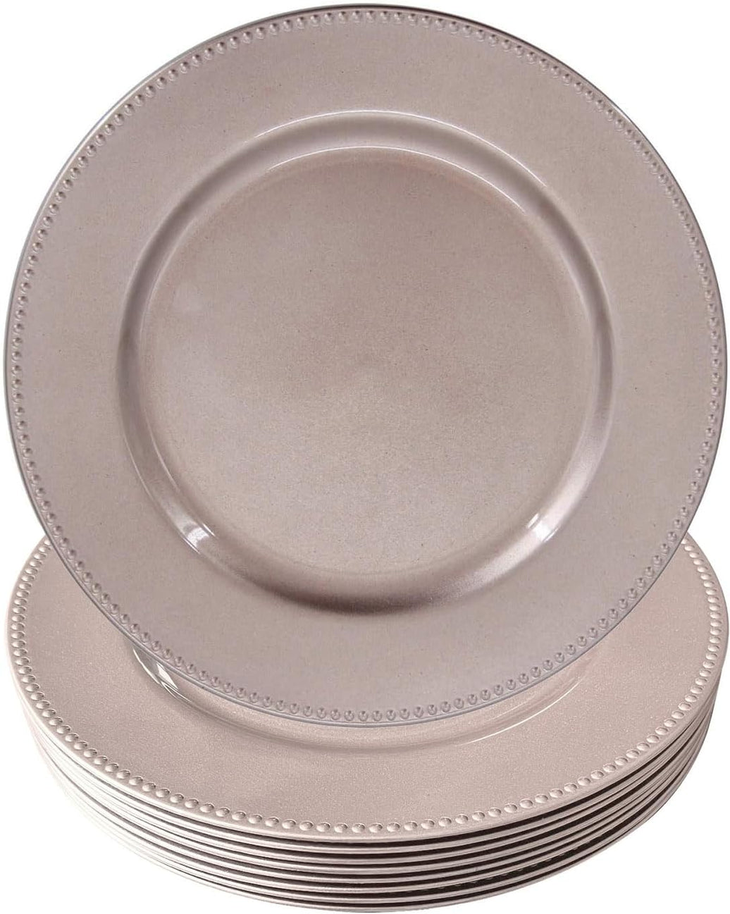 Set of 12 Welmatch Beaded Charger Plates 13 inch round high quality plastic polypropylene with beaded trim