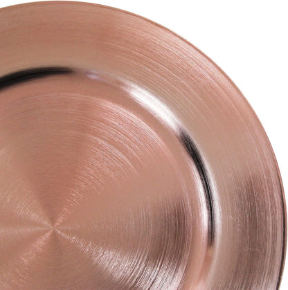 Metallic Rose Gold Charger Plates - 12 pcs, 13-Inch Round