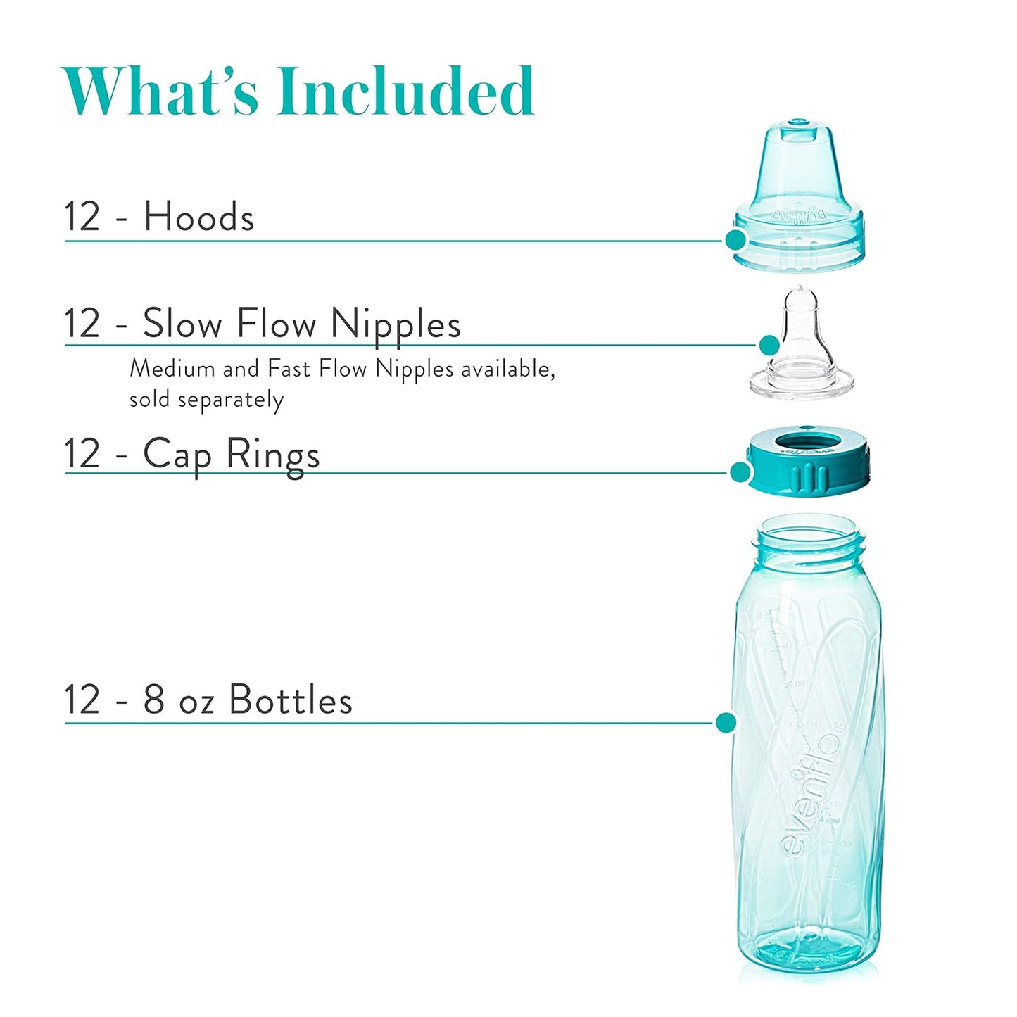 Evenflo Feeding Classic Tinted Baby Bottles, Pink/Lavender/Teal
