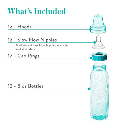 Evenflo Feeding Classic Tinted Baby Bottles, Pink/Lavender/Teal