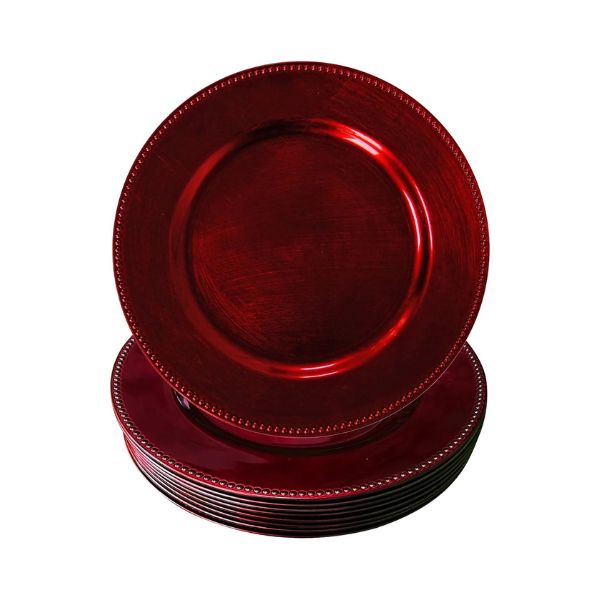 Beaded Metallic Charger Plates, 12pcs, 13" Round