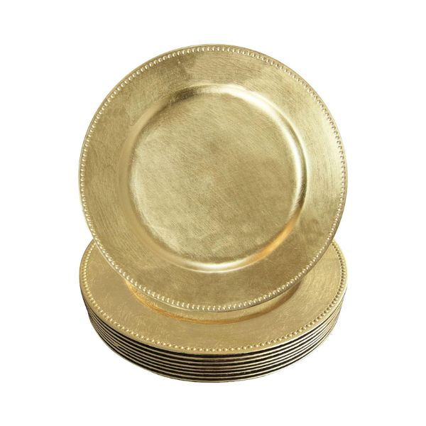 Beaded Metallic Charger Plates, 12pcs, 13" Round