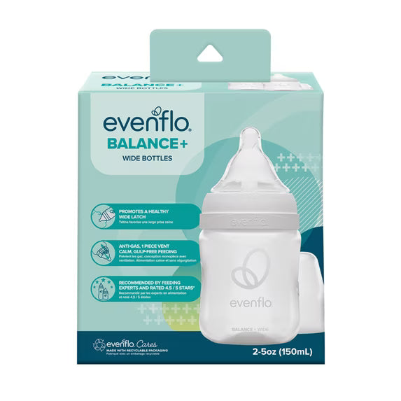 Evenflo Balance Plus 6-Pack Wide Neck Bottles - White 5oz