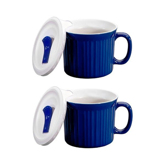 CorningWare Colours Pop-Ins Mug w/Vented Lid - 2 Pack (Blueberry)