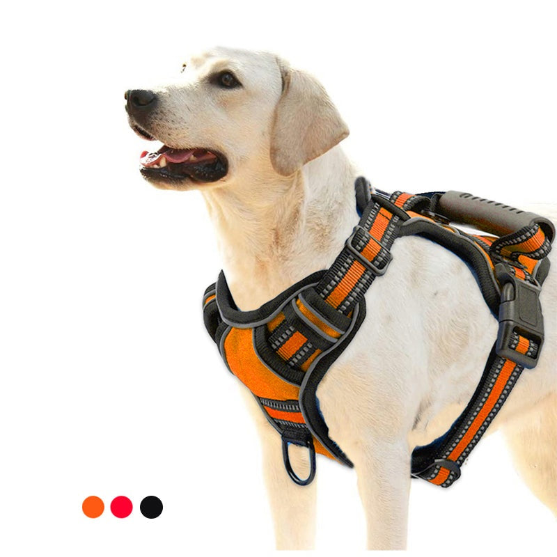 Black and red breathable no pull dog harness vest with reflective straps